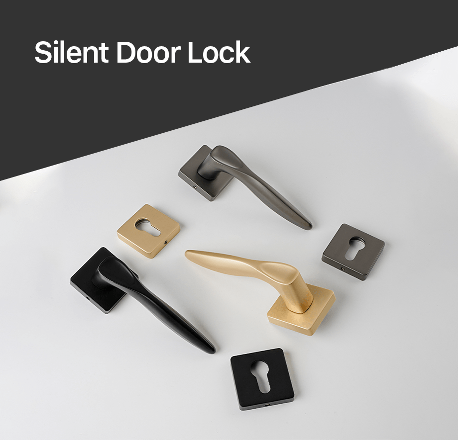 Logan Sleek Door Lock in Pearl Grey & Brushed Brass