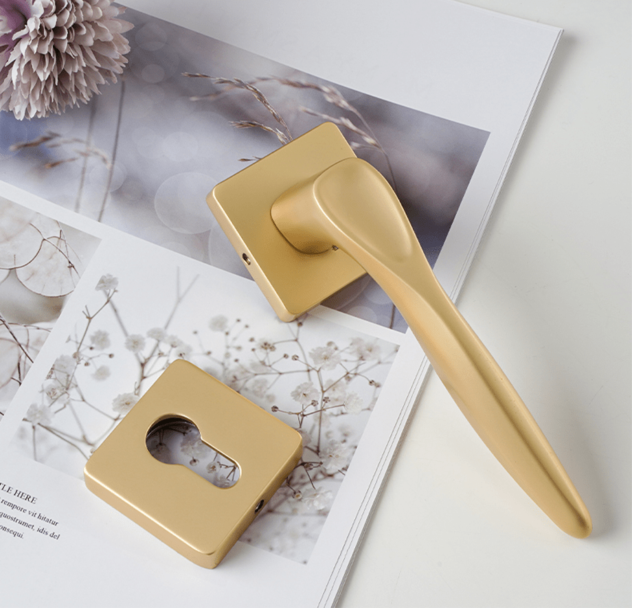 Logan Sleek Door Lock in Pearl Grey & Brushed Brass