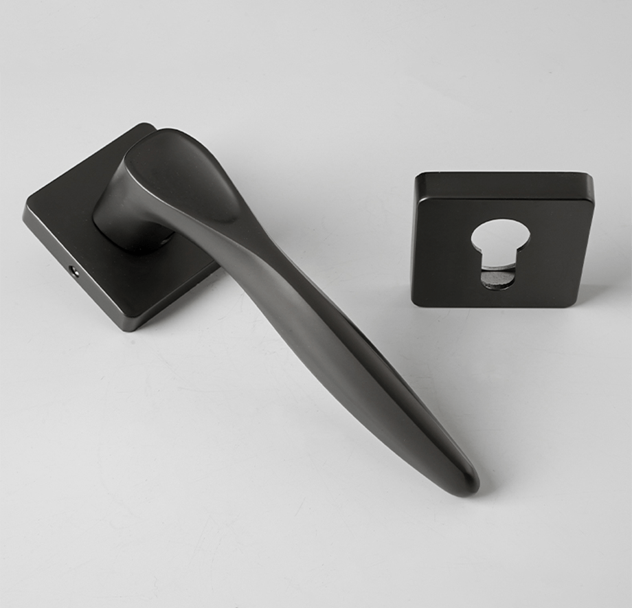 Logan Sleek Door Lock in Pearl Grey & Brushed Brass