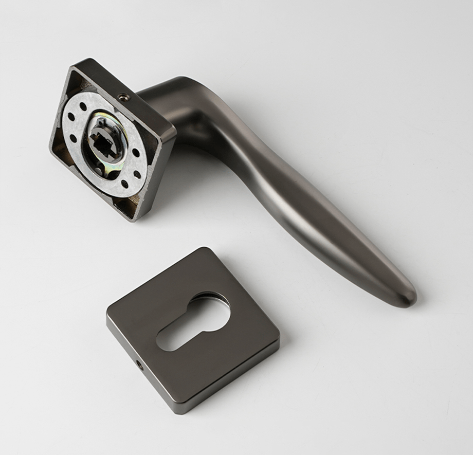 Logan Sleek Door Lock in Pearl Grey & Brushed Brass