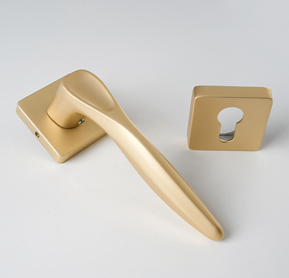 Logan Sleek Door Lock in Pearl Grey & Brushed Brass