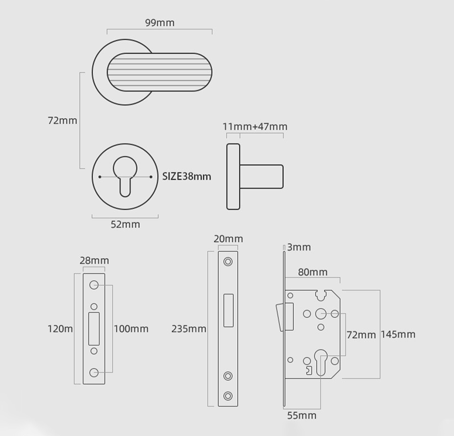 Mountain Harth Door Lock in Pearl Grey & Pearl Gold