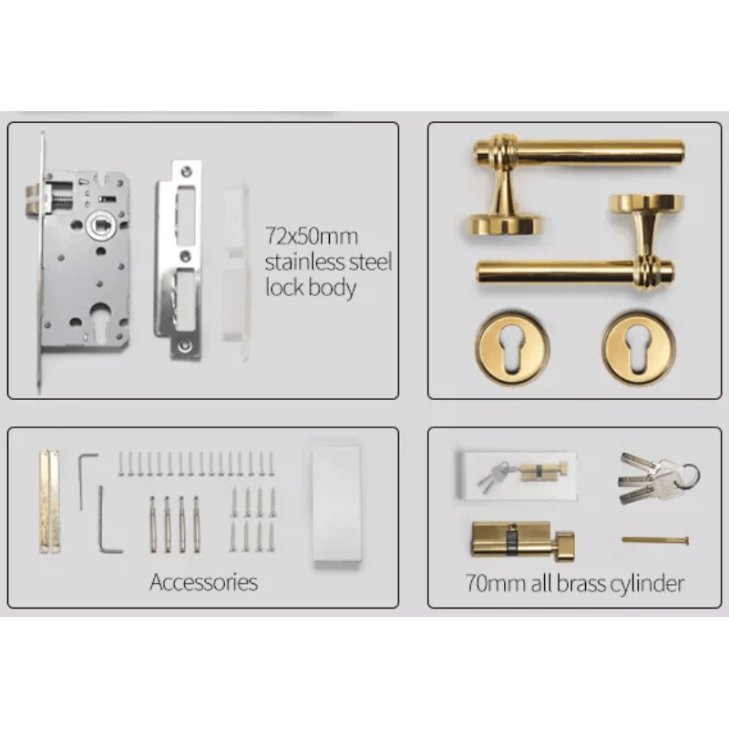 Milani Door Lock in Chrome Plated & Pvd Gold