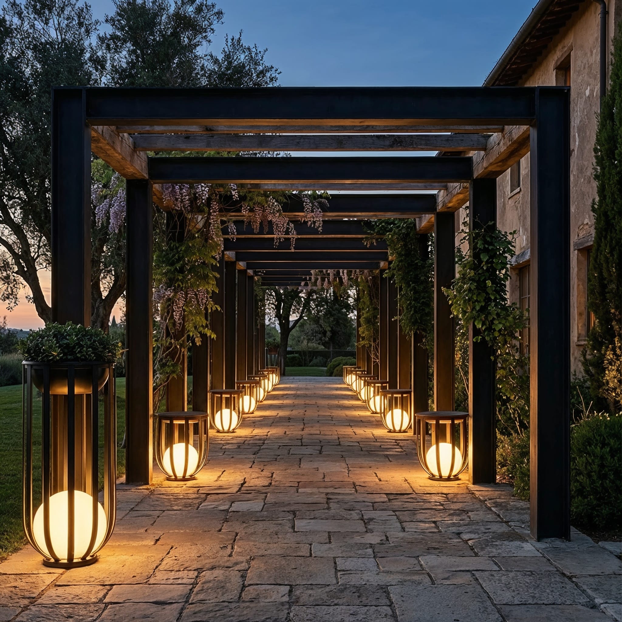 Flower Pot Solar Garden Light in Black & Copper