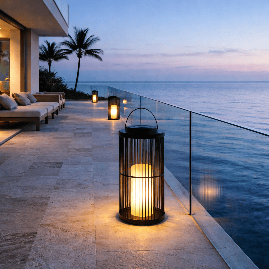 Lantern Sora Weave Light in Black & Dark Brown