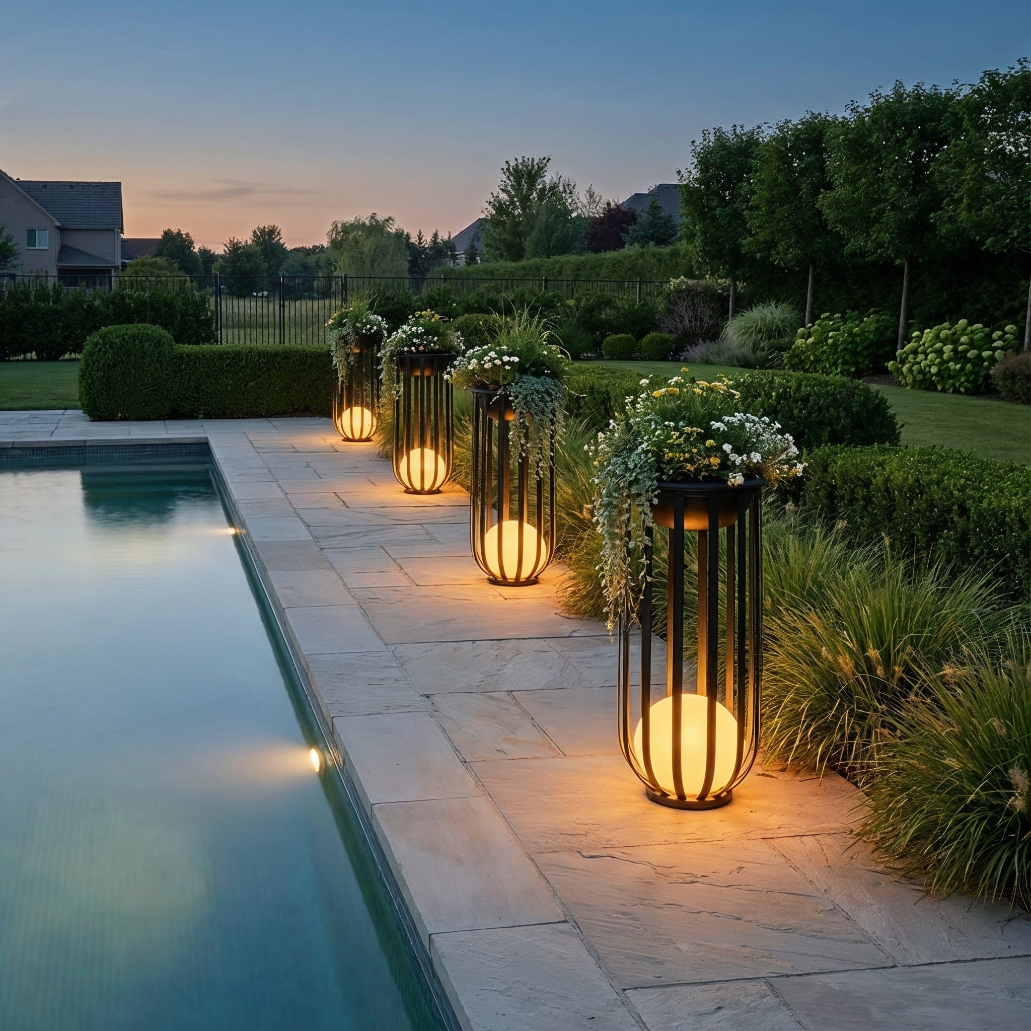 Flower Pot Solar Garden Light in Black & Copper