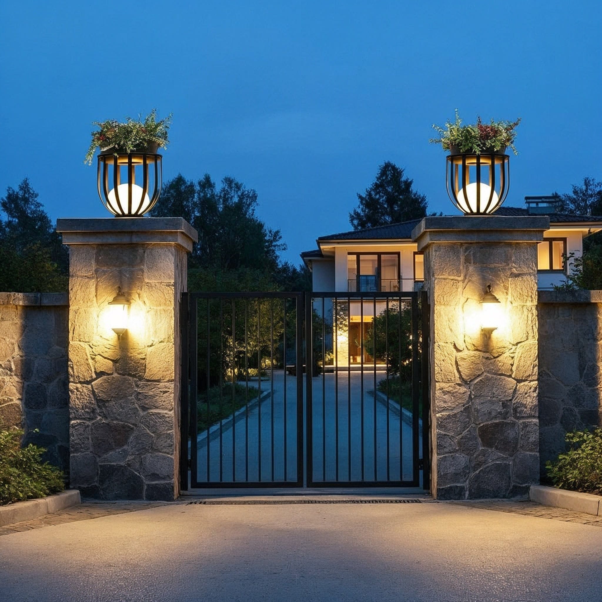 Flower Pot Solar Garden Light in Black & Copper