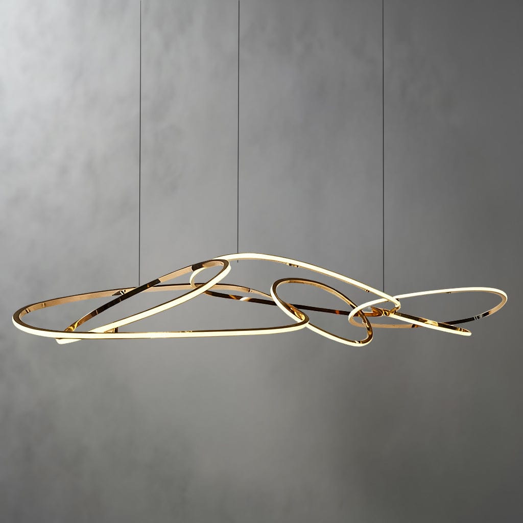 Rings Art Chandelier in Chrome & Golden