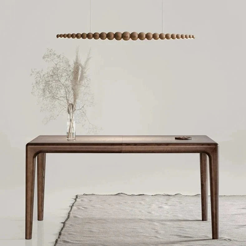 Wooden Beads Chandelier in Dark Wood & Black Wood