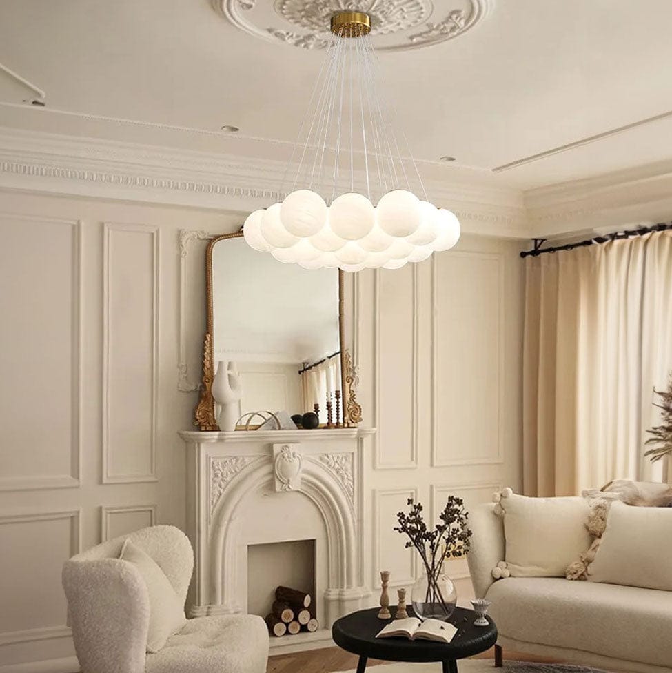 Glass Cloud Chandelier in Black & Gold
