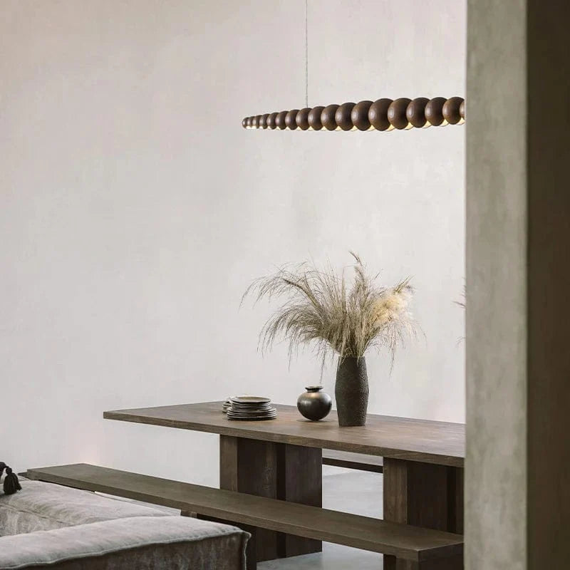 Wooden Beads Chandelier in Dark Wood & Black Wood