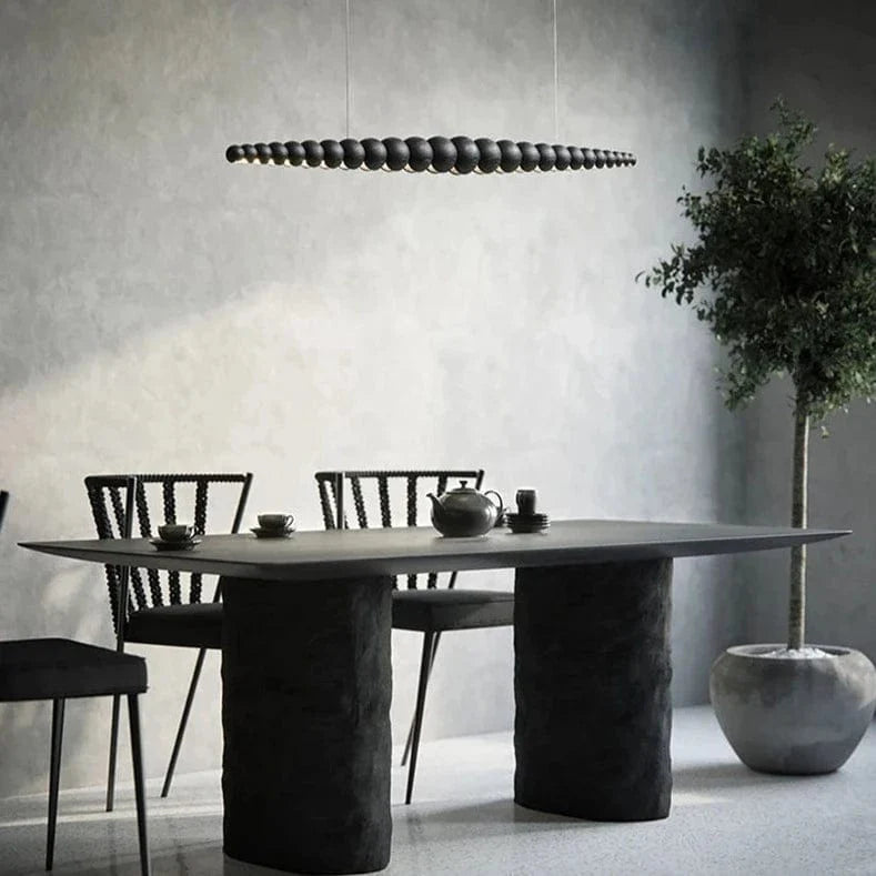 Wooden Beads Chandelier in Dark Wood & Black Wood