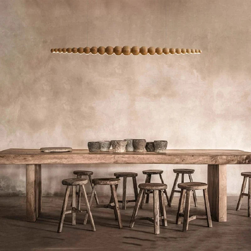Wooden Beads Chandelier in Dark Wood & Black Wood