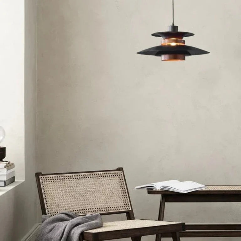 Scandinavian Pendant Light in Black Walnut & Black Birch