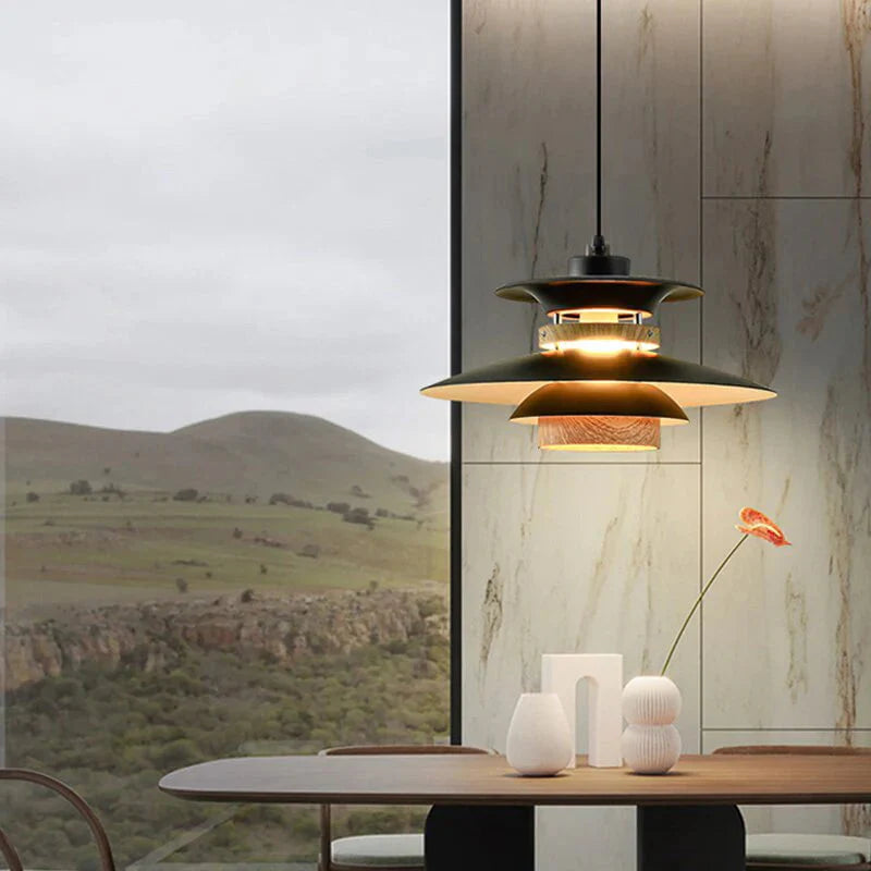 Scandinavian Pendant Light in Black Walnut & Black Birch