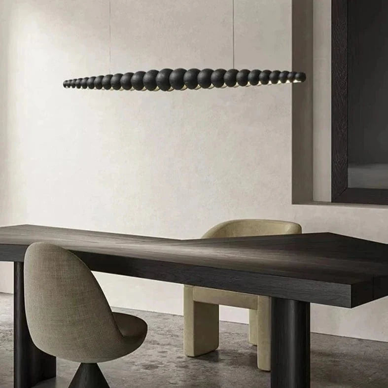 Wooden Beads Chandelier in Dark Wood & Black Wood