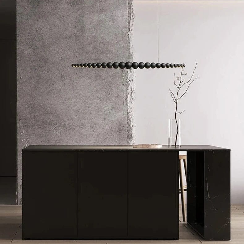 Wooden Beads Chandelier in Dark Wood & Black Wood