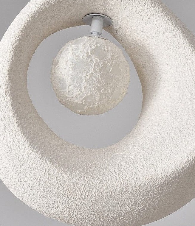 Circular Wabi Sabi Pendant Light in White & Charcoal Brass