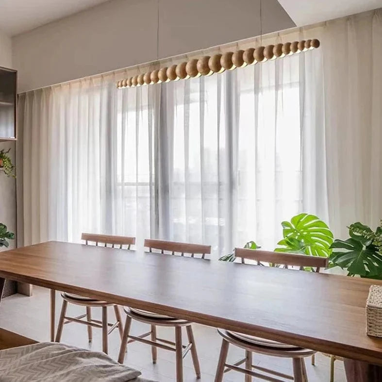 Wooden Beads Chandelier in Dark Wood & Black Wood