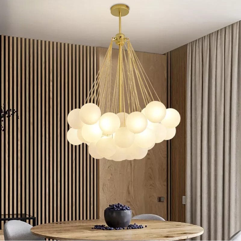 Glass Cloud Chandelier in Black & Gold