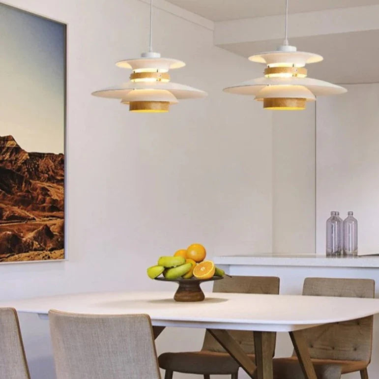 Scandinavian Pendant Light in Black Walnut & Black Birch