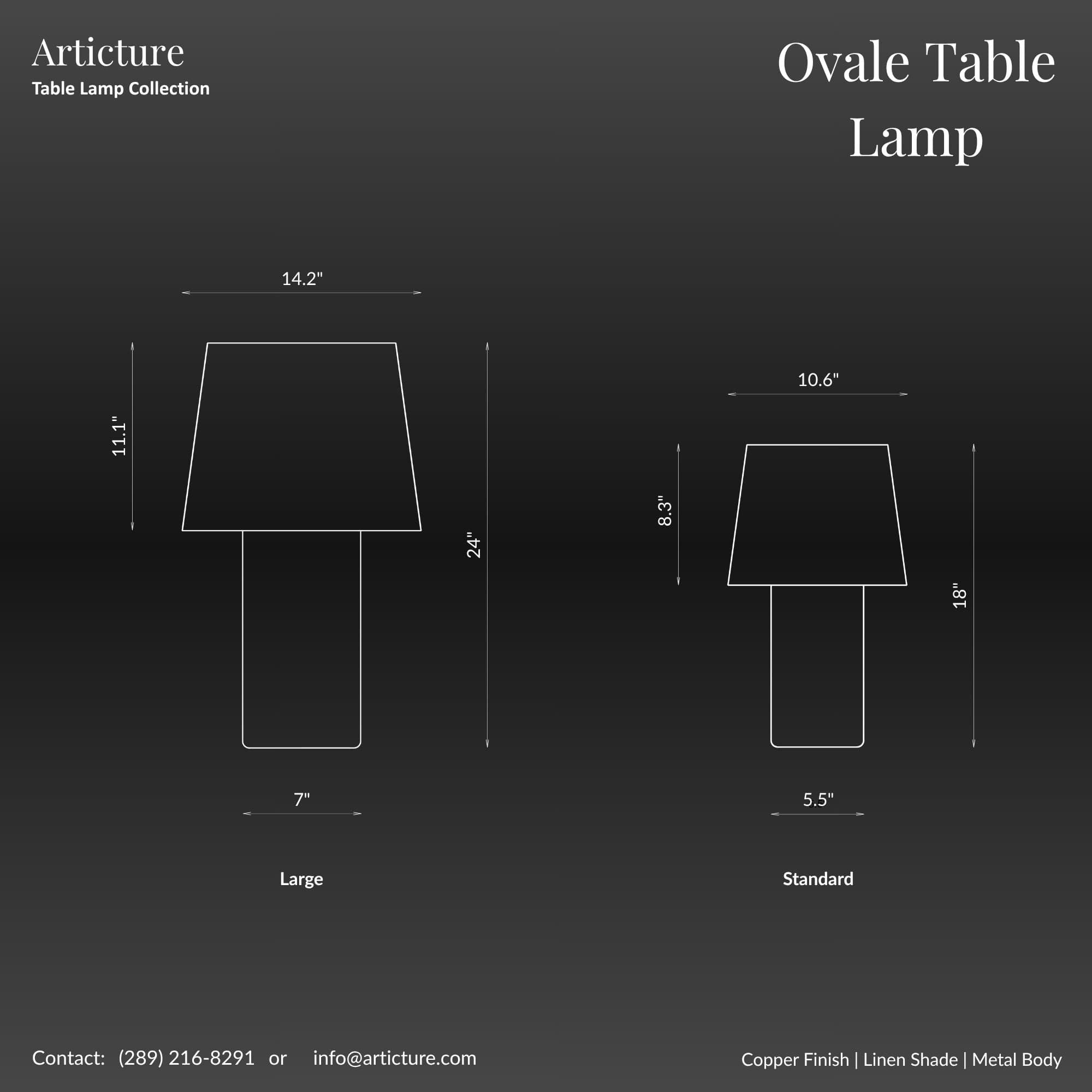 Ovale Table Lamp in Pewter & Brass