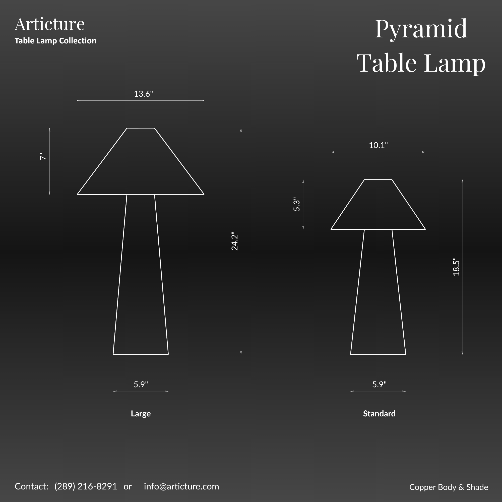 Pyramid Table Lamp in Bronze & Pewter