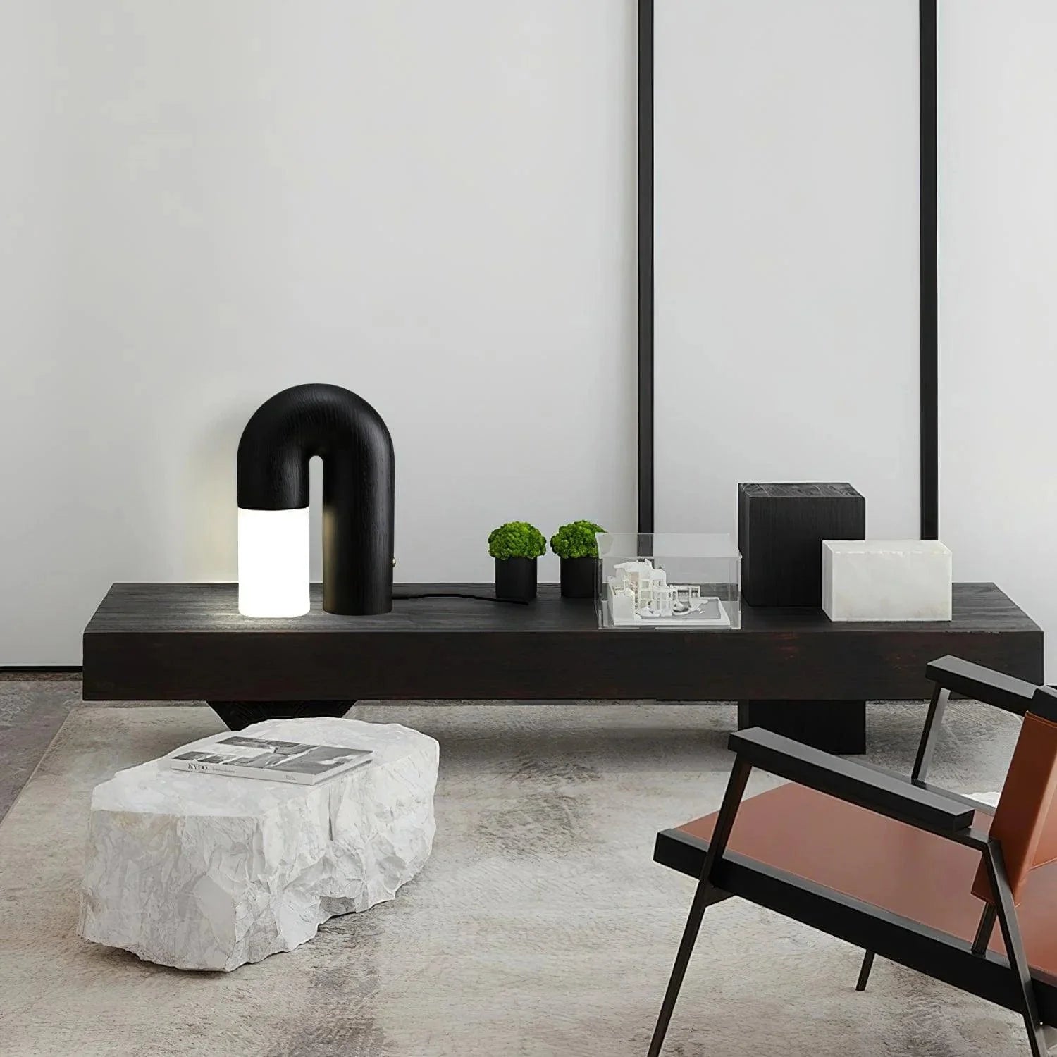 Diapole Table Lamp in Black & Natural