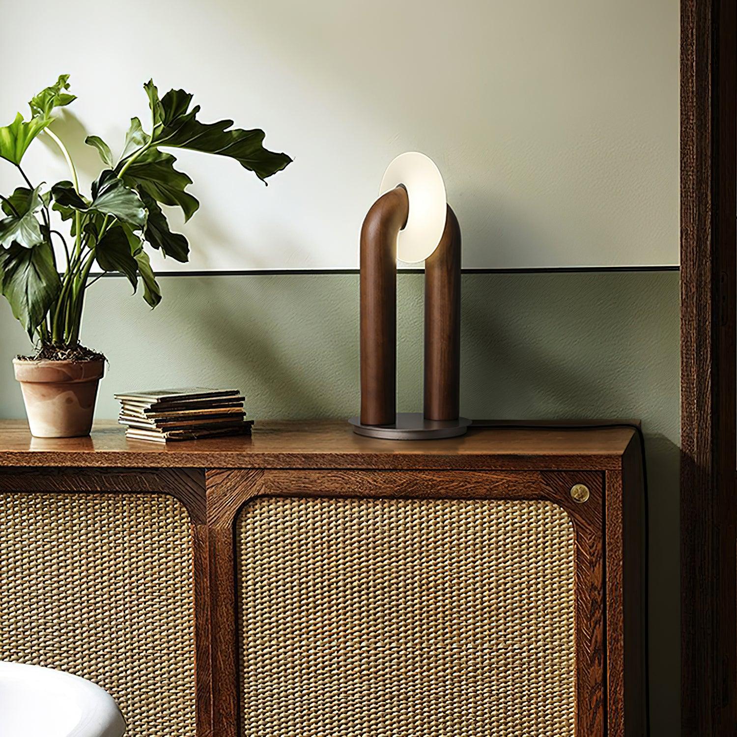 Arch Table Lamp in Black & Natural