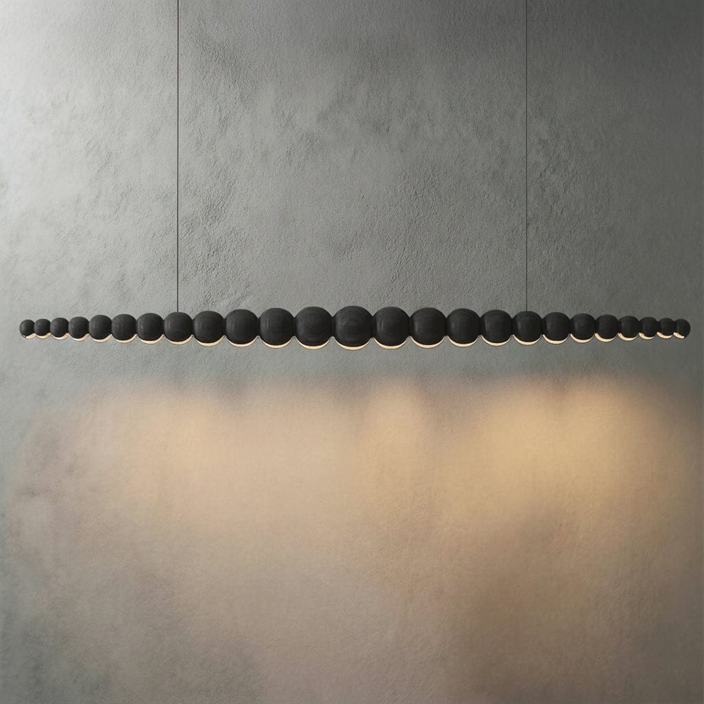 Wooden Beads Chandelier in Dark Wood & Black Wood