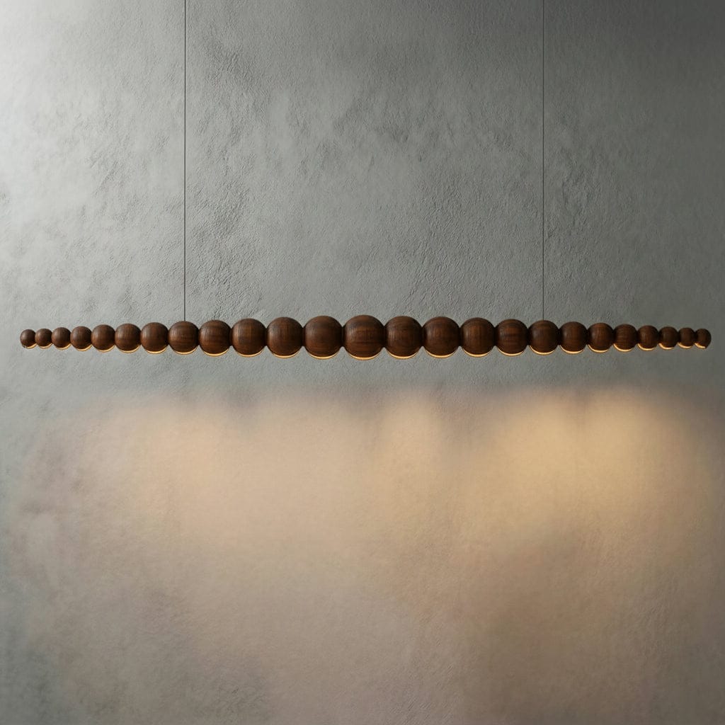 Wooden Beads Chandelier in Dark Wood & Black Wood