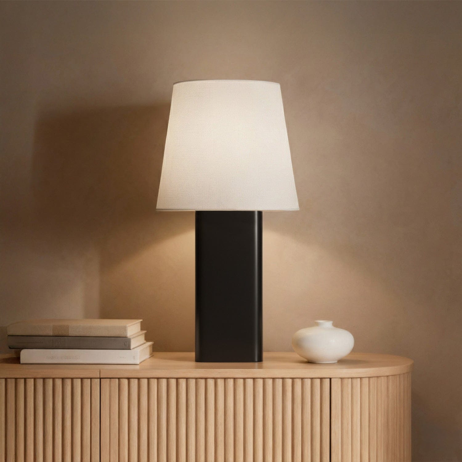 Ovale Table Lamp in Pewter & Brass