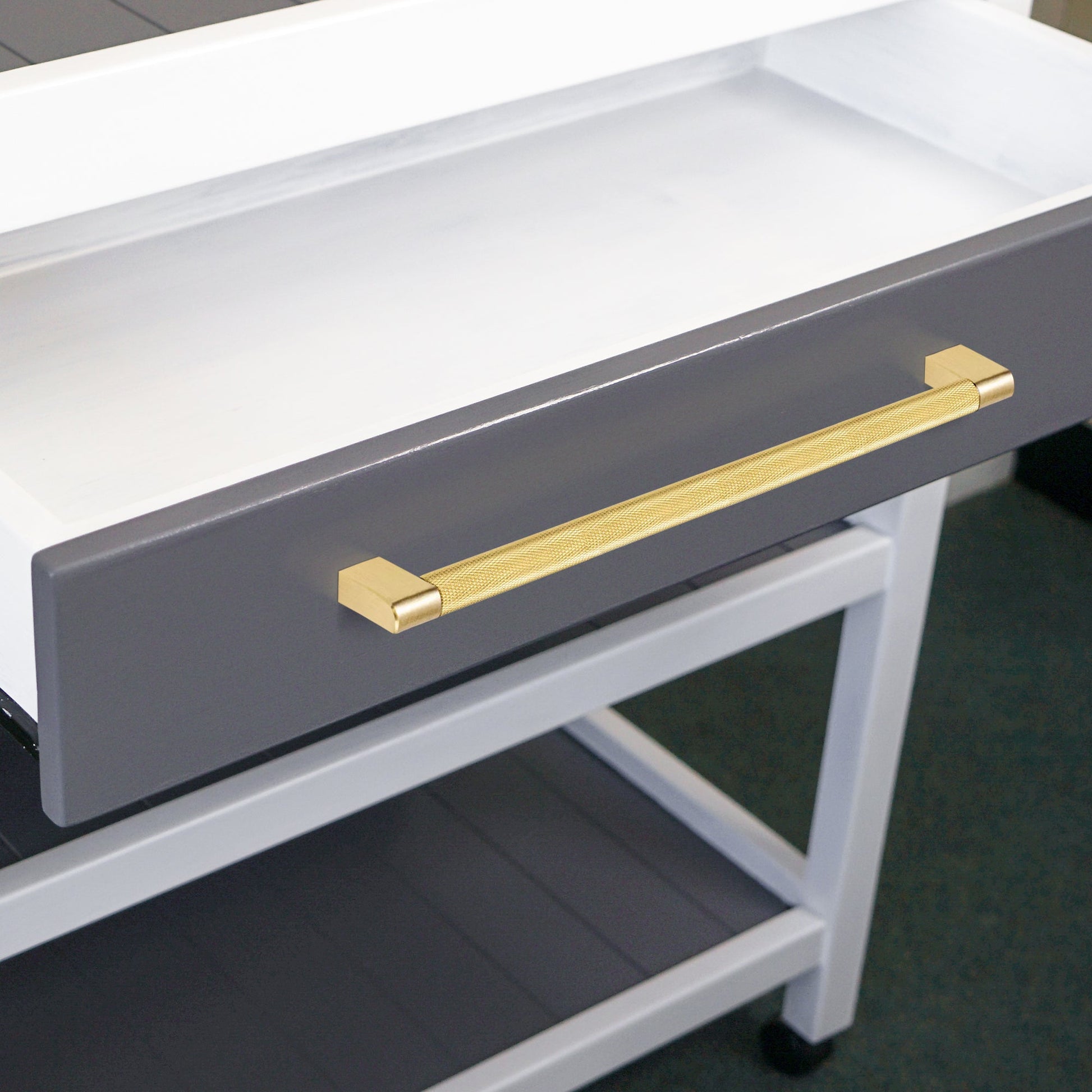 Castille Sue Furniture Handle in Brushed Brass & Matte Black - Viltara