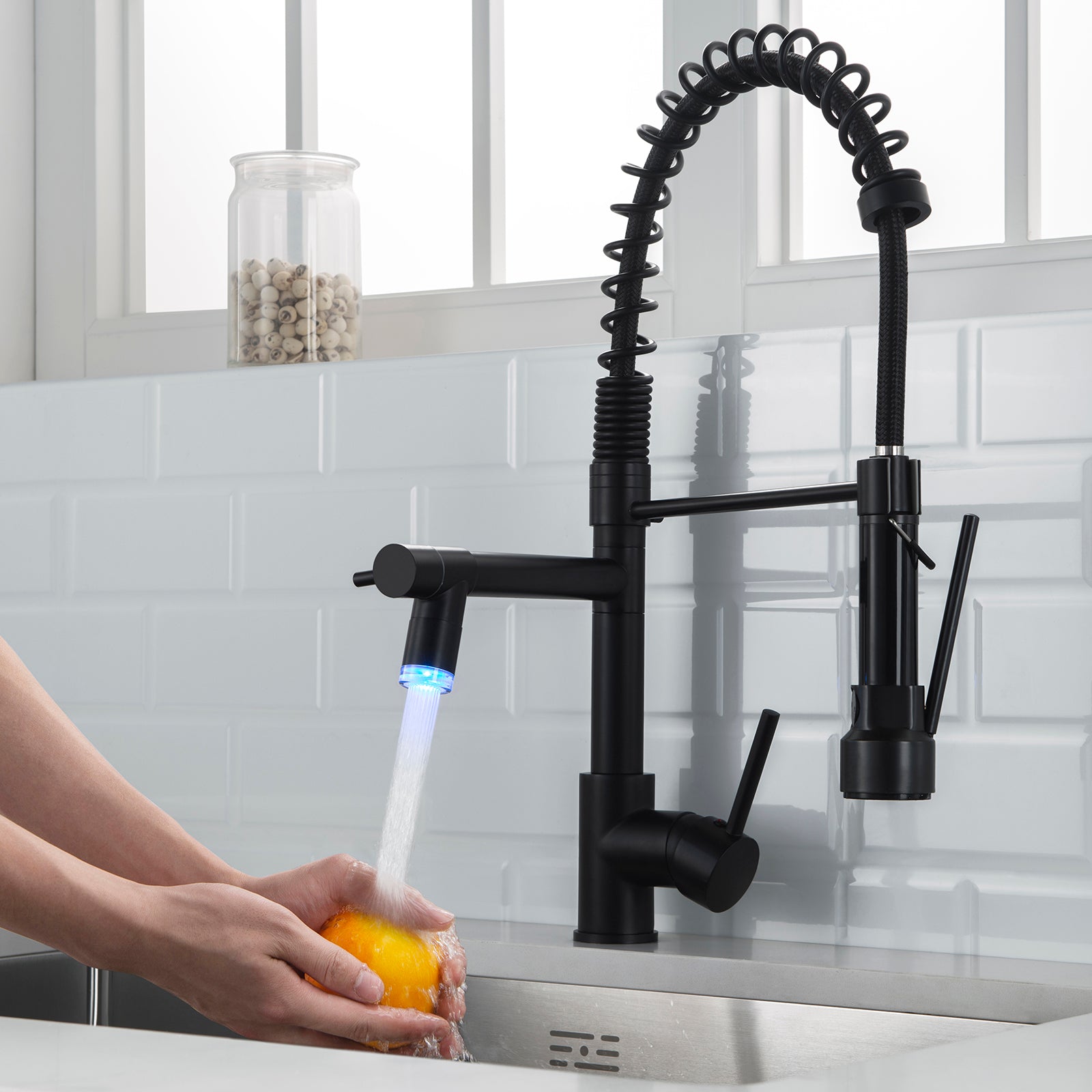 Gustav Led Faucet in Black & Silver