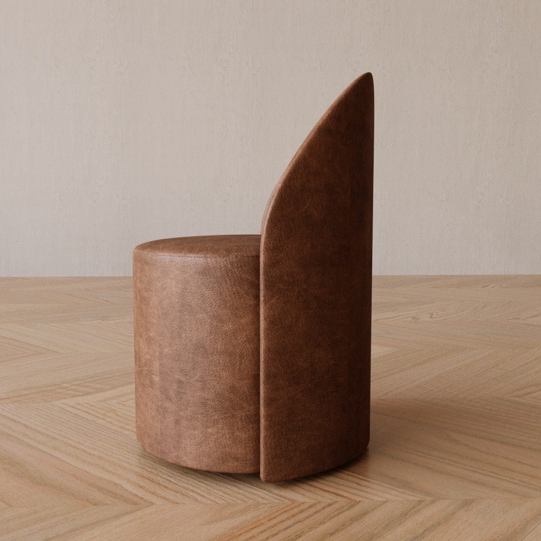Curved Back Dining Armchair in Performance Linen & Genuine Italian Leather - Viltara