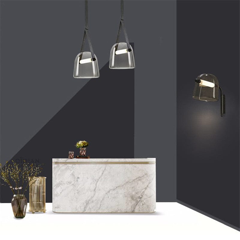 Mona Belt Glass Chandelier in Clear & Smoke Grey