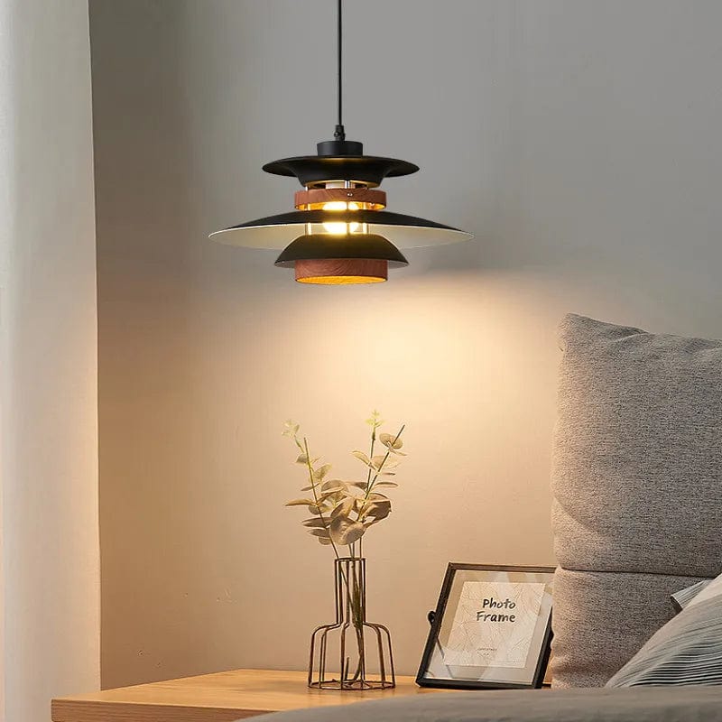 Scandinavian Pendant Light in Black Walnut & Black Birch