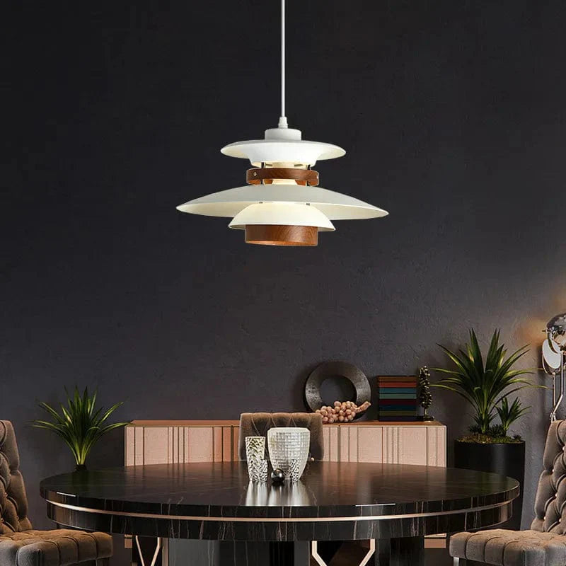 Scandinavian Pendant Light in Black Walnut & Black Birch