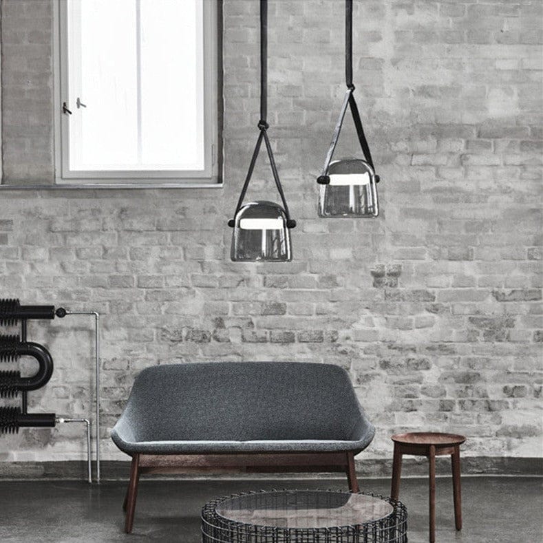 Mona Belt Glass Chandelier in Clear & Smoke Grey
