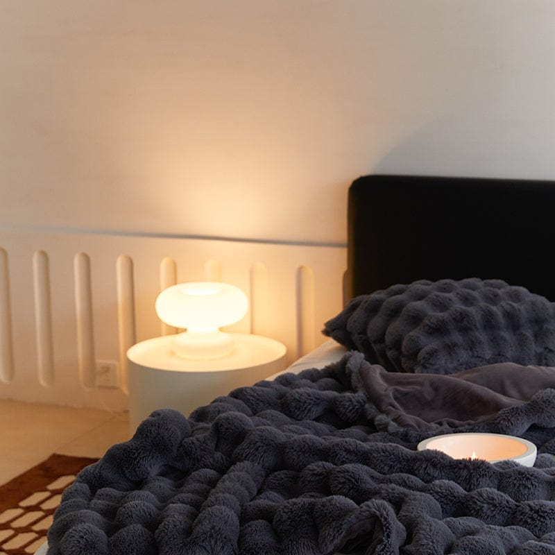 Rabbit Faux-Fur Blanket Throw in Sand & Smoke