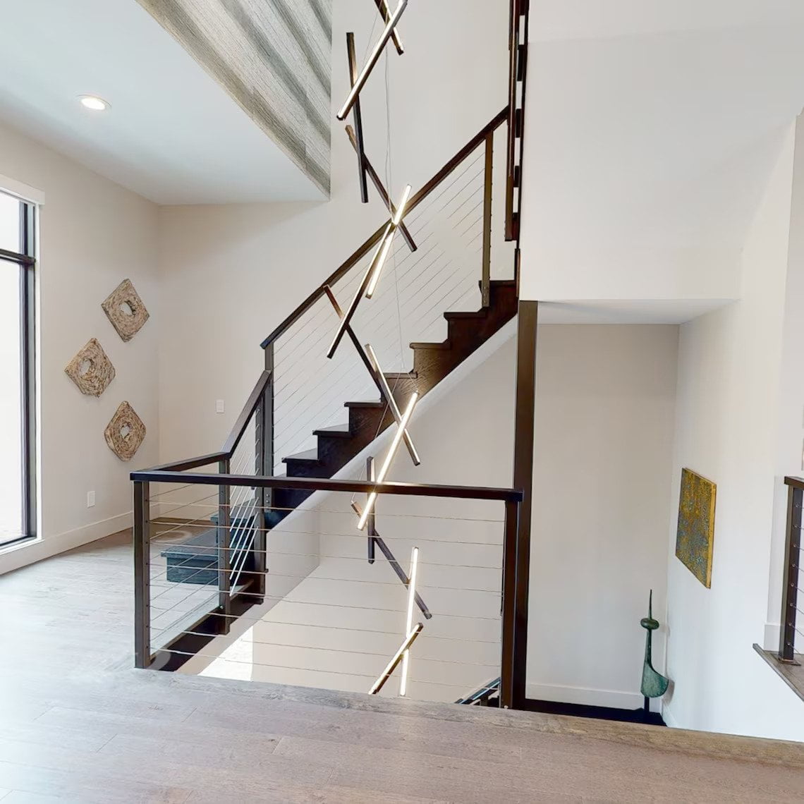 DNA Vertical Wooden Chandelier in White Ash & Natural Ash