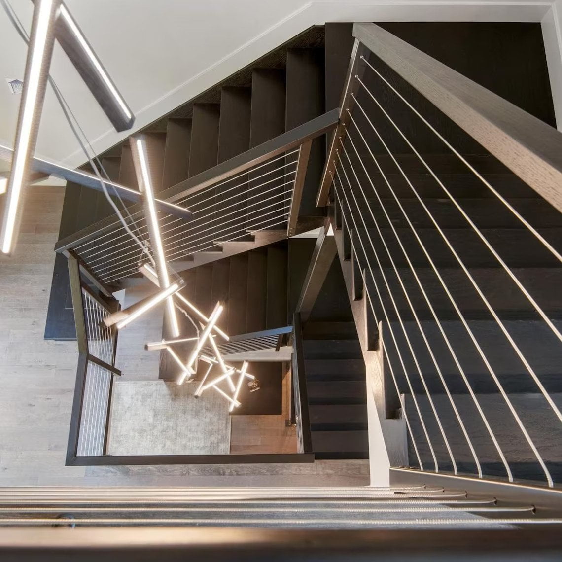 DNA Vertical Wooden Chandelier in White Ash & Natural Ash