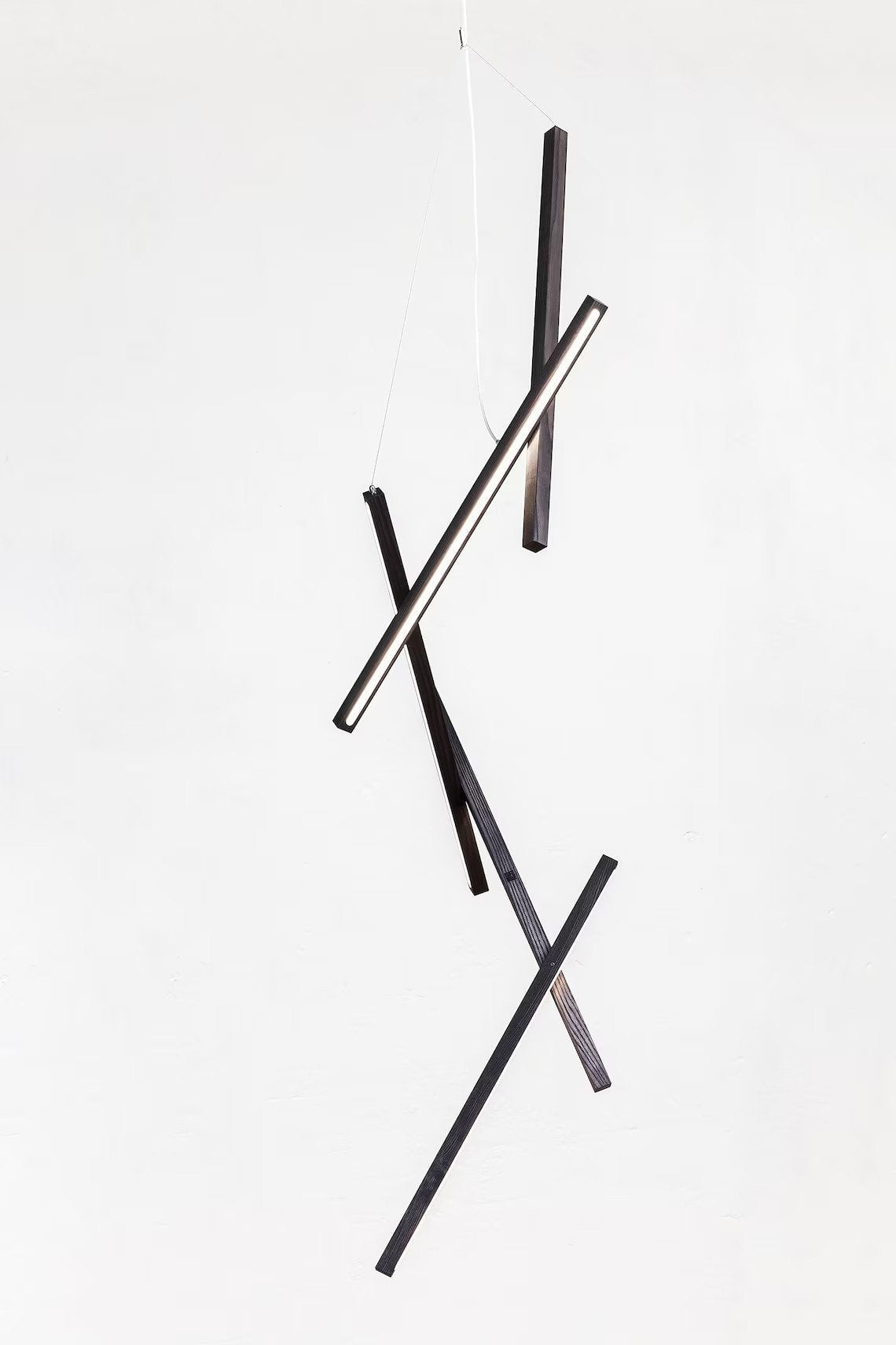 DNA Vertical Wooden Chandelier in White Ash & Natural Ash