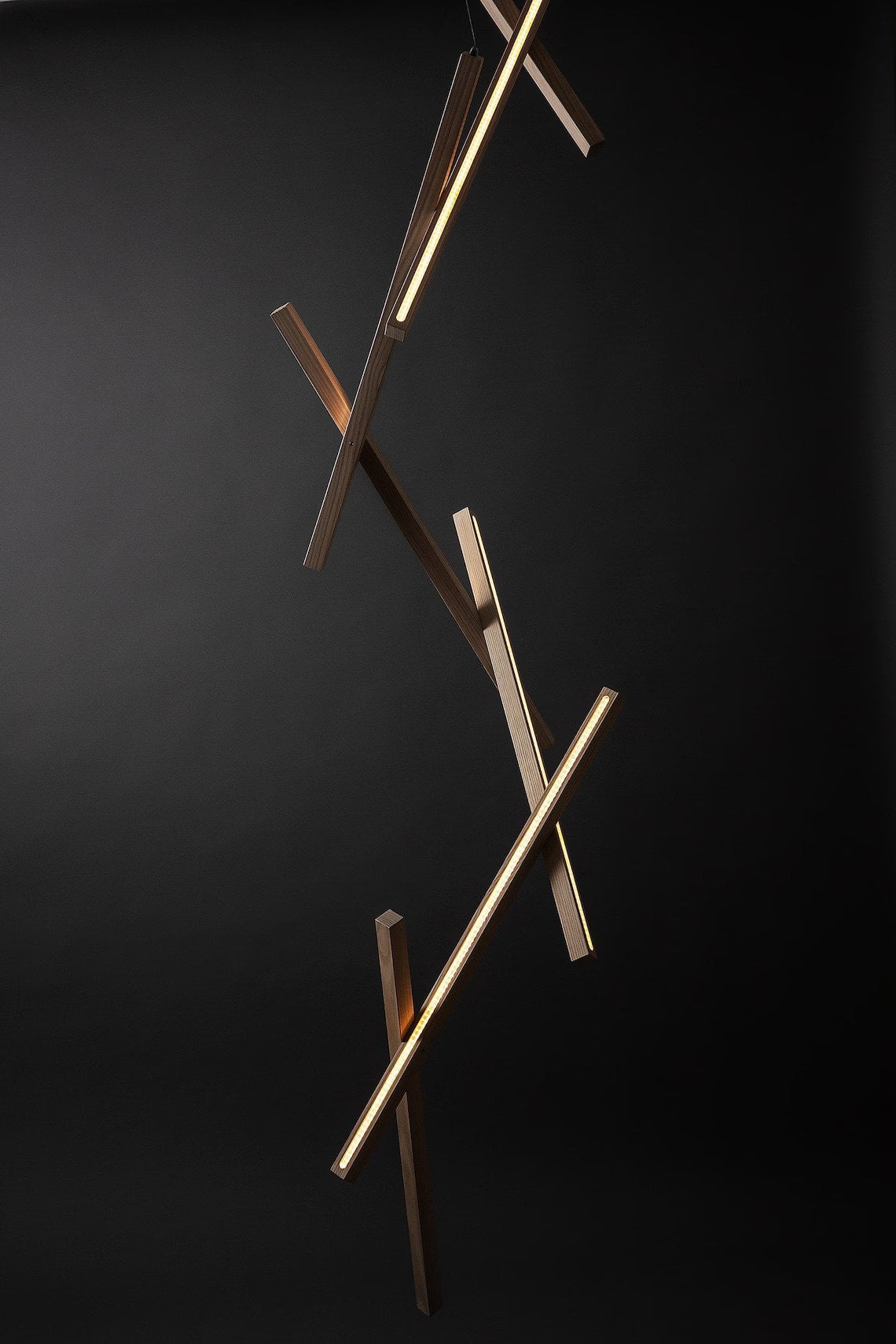 DNA Vertical Wooden Chandelier in White Ash & Natural Ash