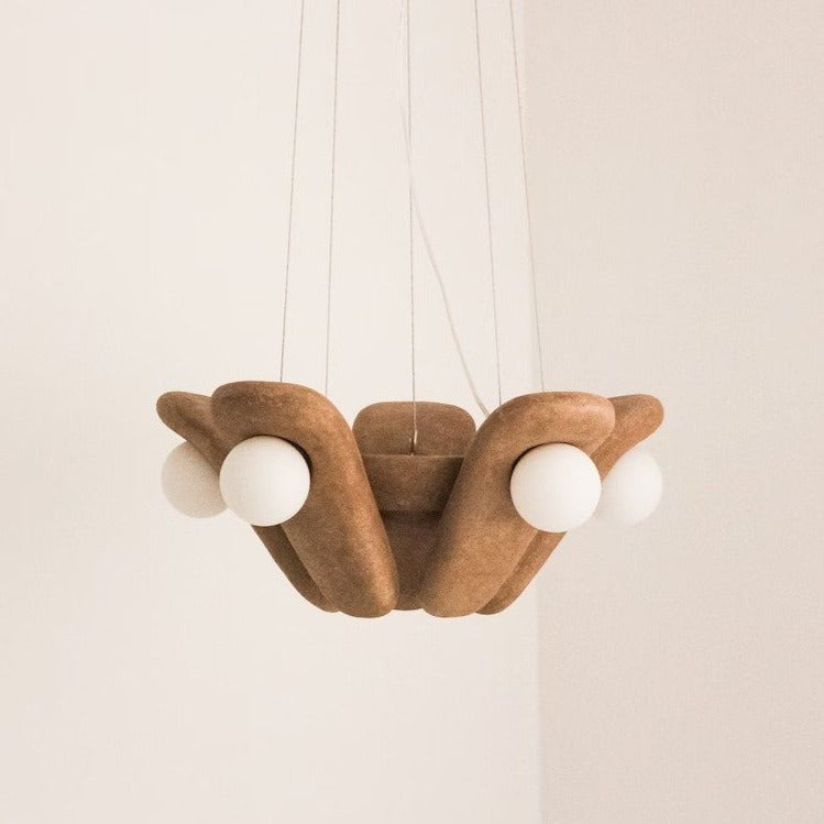 Zakohani Solo Chandelier in Milk & Beige