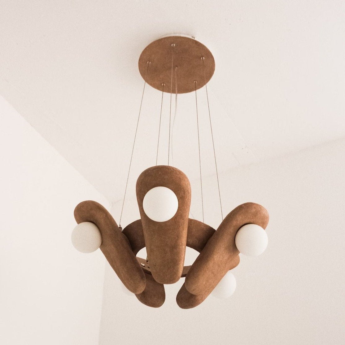 Zakohani Solo Chandelier in Milk & Beige