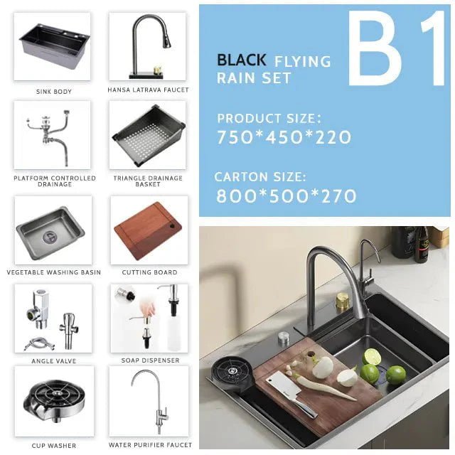 Harmony Black Sink in A & B - Viltara