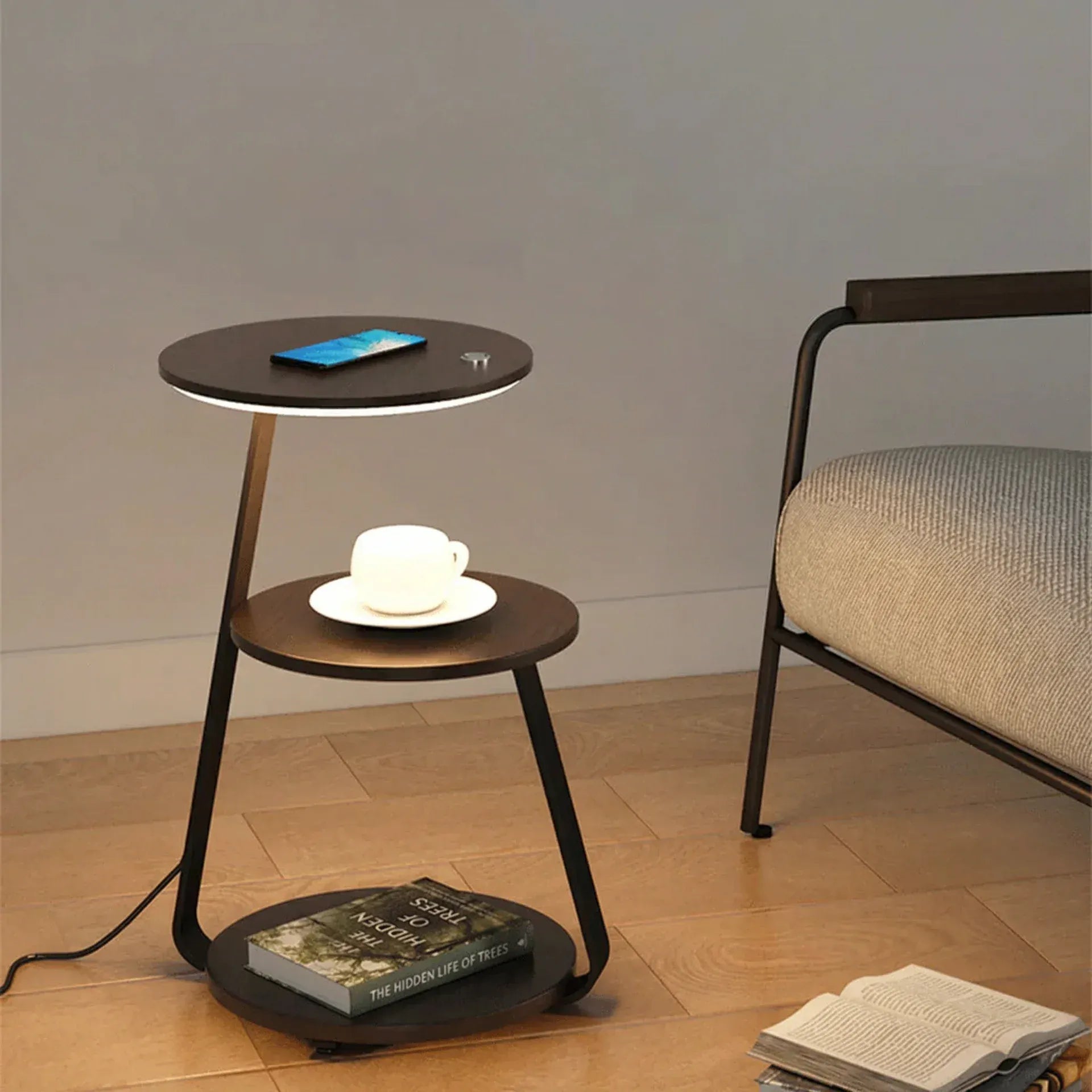 Table+ – Floor Lamp in Double Walnut & Marble