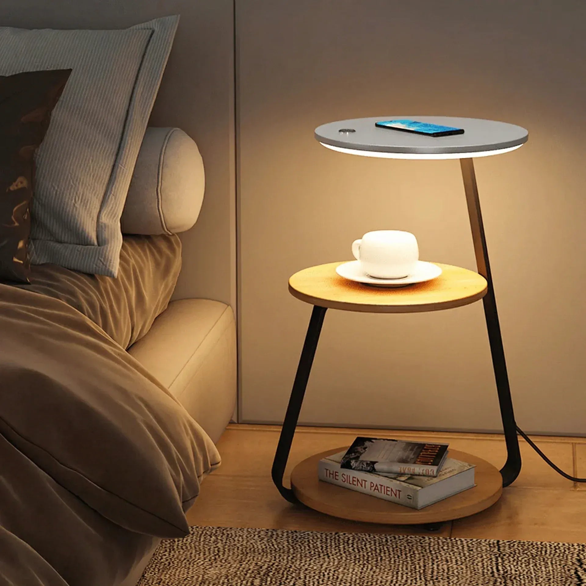 Table+ – Floor Lamp in Double Walnut & Marble
