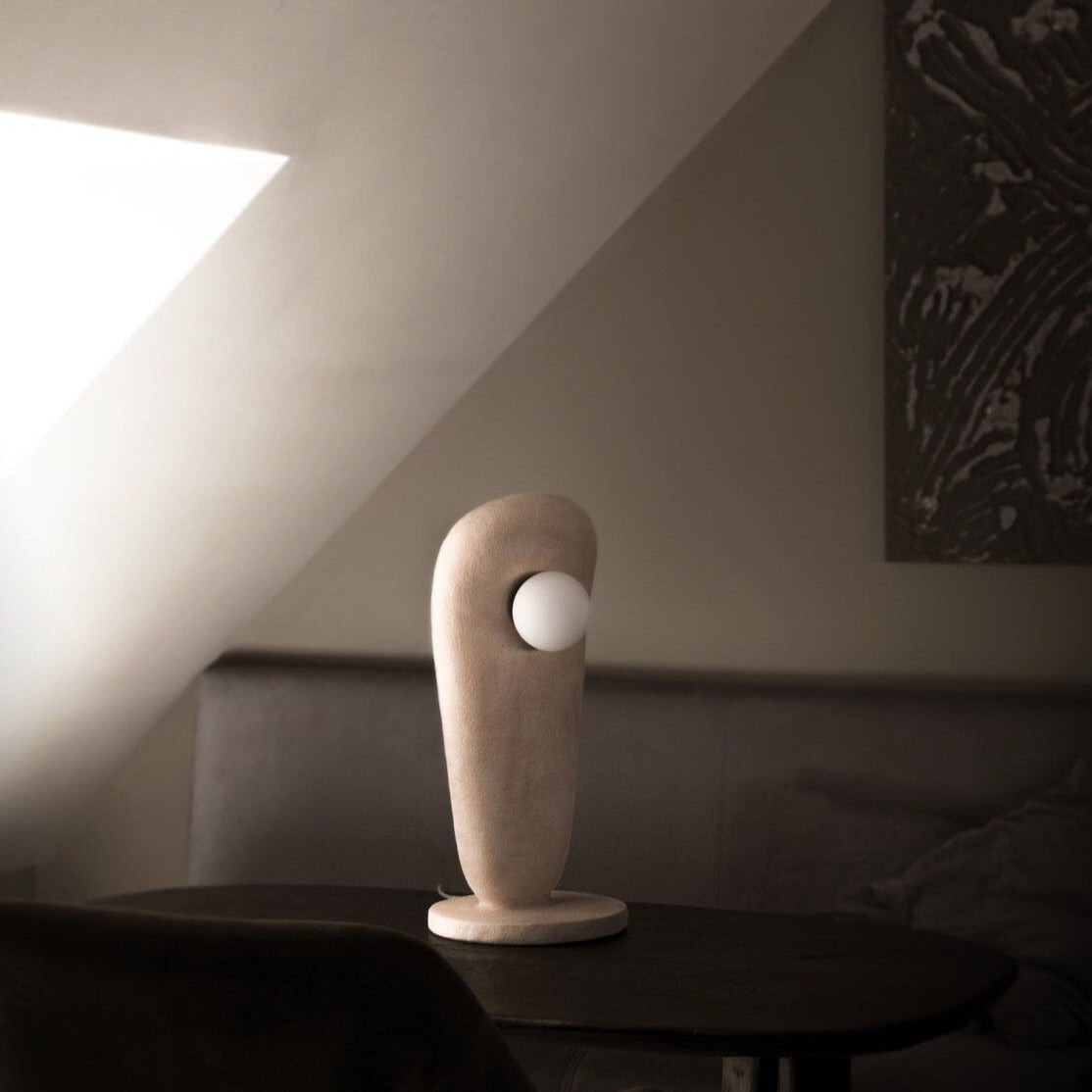 Zakohani Table Lamp in Milk & Beige